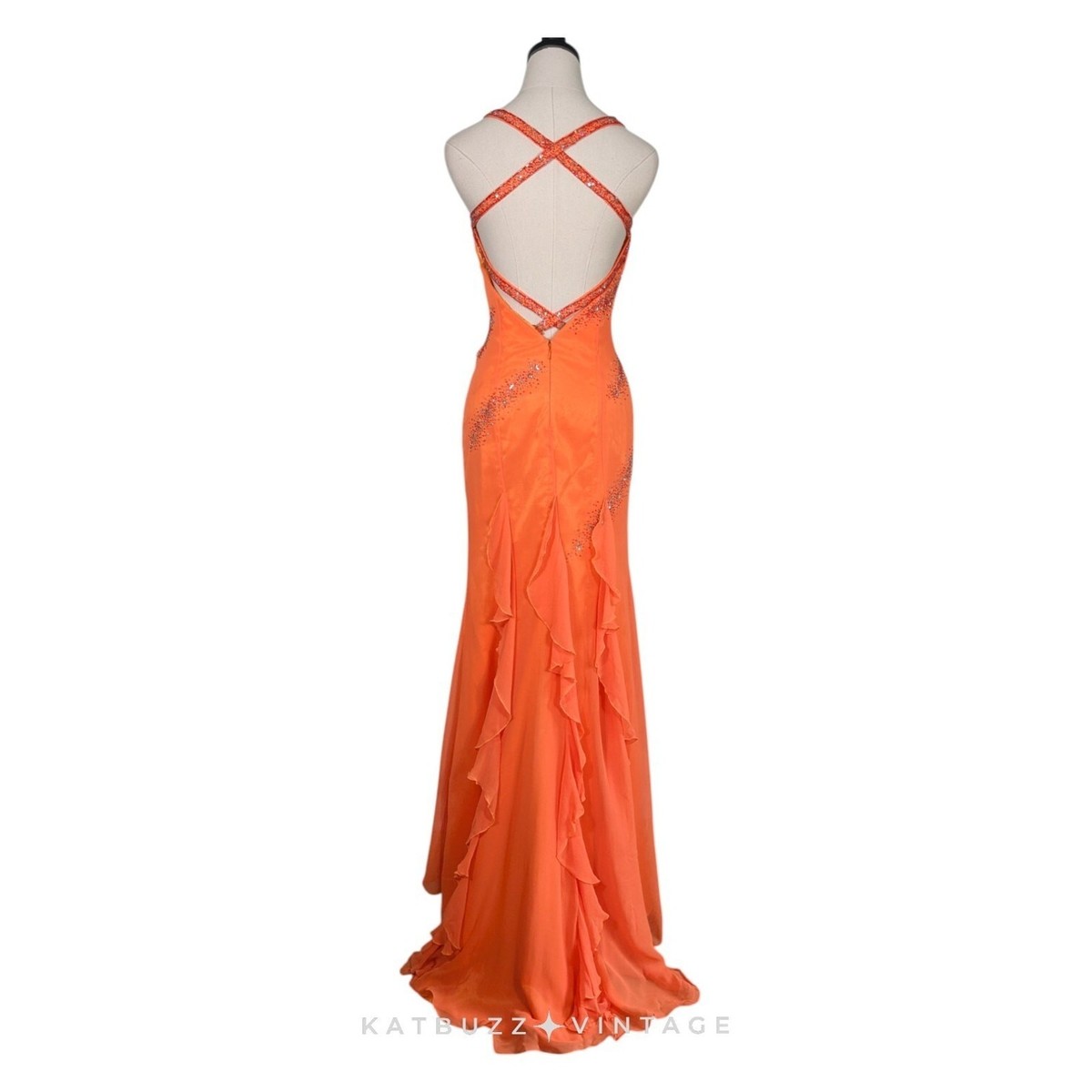 open lace back dress Y2K Roberto Cavalli Orange Satin Bodycon Dress main image 0