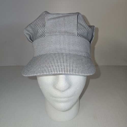 Railroad Train Conductor Blue & White Stripe J Hats Unisex Child Size Medium USA