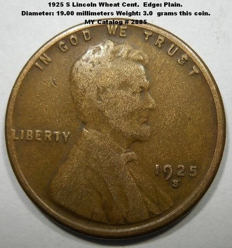 1925 S Low Mintage Lincoln Wheat Cent.  RPM.  #2885