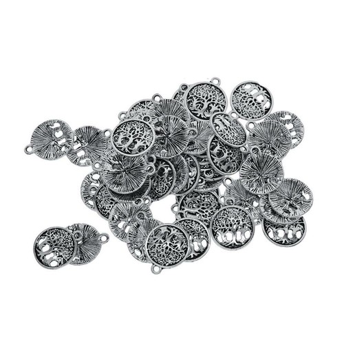 50pcs Tree Of Life Silver Charms For Jewelry Making Yoga Bracelets