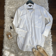 GUC Banana Republic White Button Up Split Back Top XS