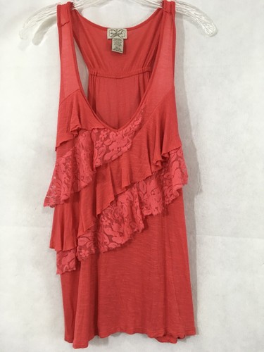 EYELASH COUTURE top donna senza maniche scollo a V racerback pizzo con volant taglia XL - Foto 3 di 8