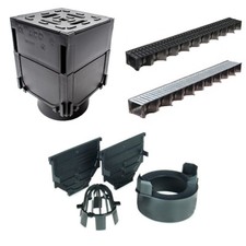 ACO HEXDRAIN 1M CHANNEL PLASTIC AND GALVANISED  ACCESSORY PACK & CORNER BRANDED