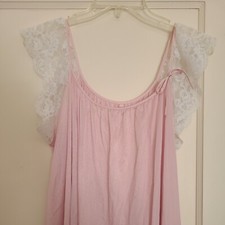 Vintage Nightgown Floor Length, Lace Sleeves Round Neck One Size Fits All Sears