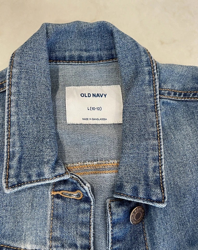 Chaqueta vaquera de segunda mano para niñas, mono corto, camisa de manga larga, chaleco talla L/10 Foto 3 de 4