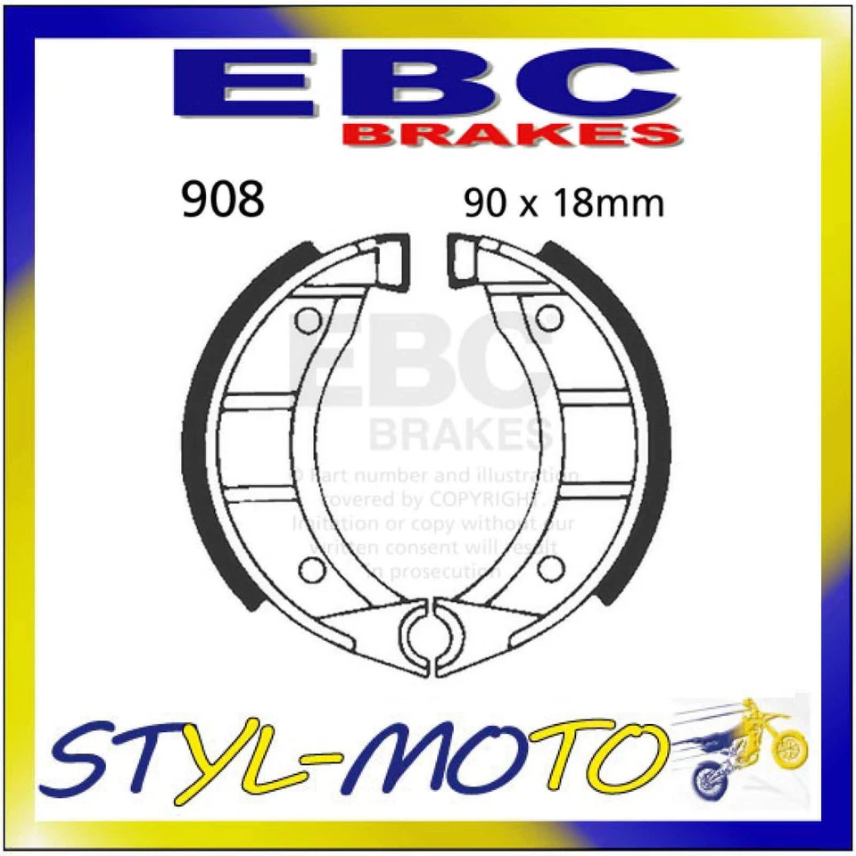 Mâchoires de frein EBC 908 pour L'arrière Kreidler Mf4 Mf50 Mf25