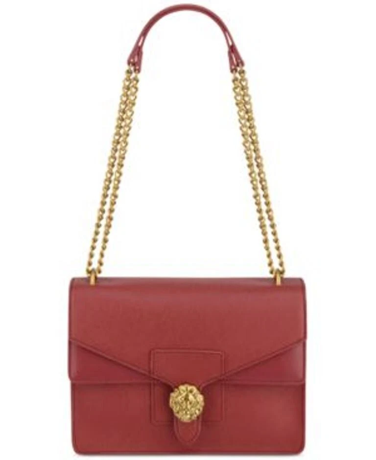 Anne Klein Diana Large Double Flap Chain Cross Body Bag Ruby Red Gold