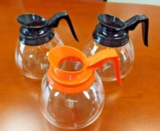 Coffee Pot Decanter Blk/Org 64oz Commercial Lot of 3 Coffee Pots for BUNN Brewer