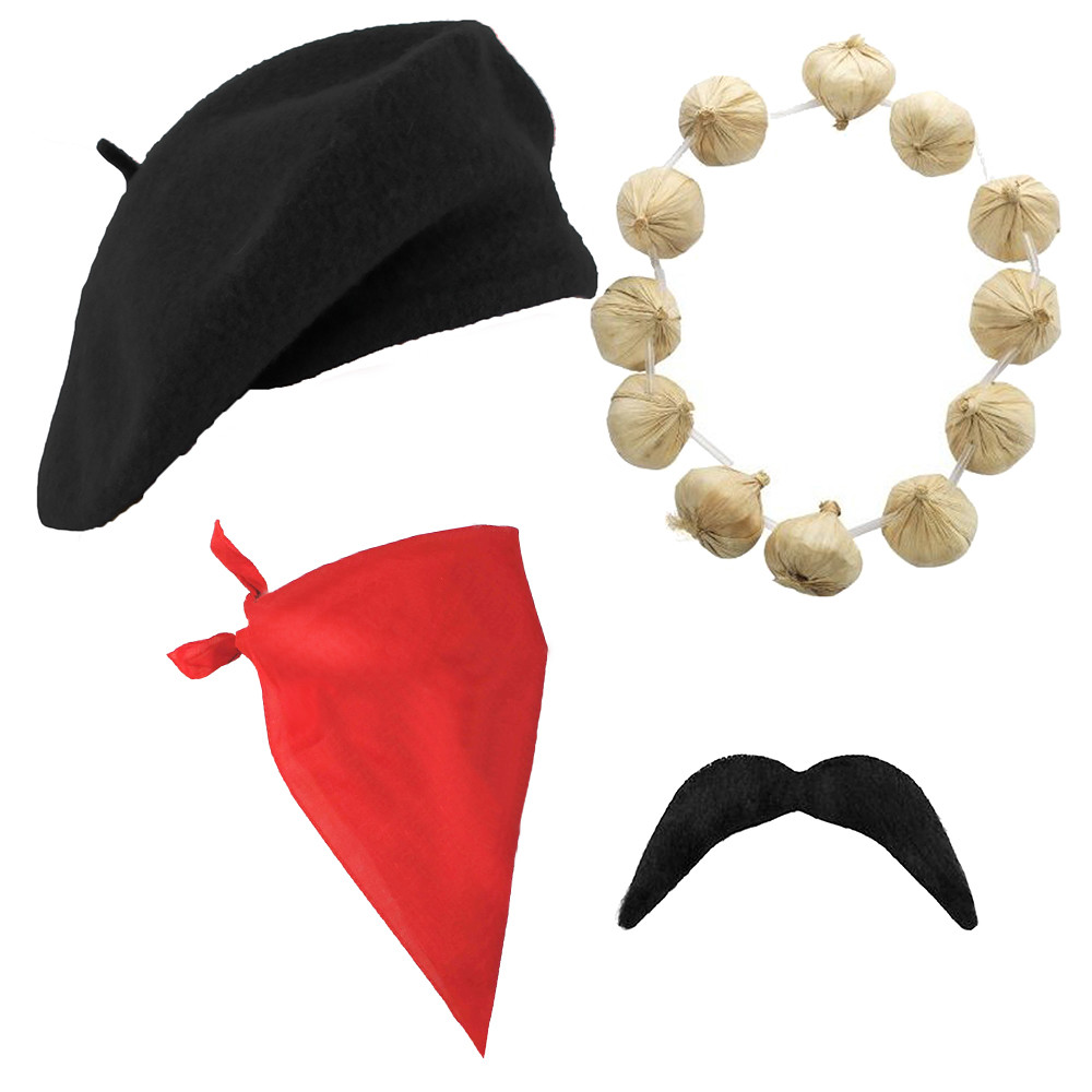 JUEGO FRANCÉS PARA ADULTOS BOINA AJO TASH BANDANA DISFRAZ DÍA DE LA BASTILLA DISFRAZ