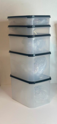 New!!! Tupperware Modular Mates Rectangles-Set of 5  WITH LIDS -FREE SHIPPING~!!
