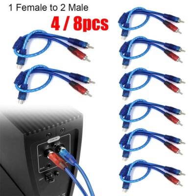 4/8Pcs RCA Y Splitter Audio Jack Cable Adapter 1 Female to 2 Male Connector USA