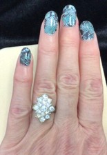 Vintage Sterling Silver 925 Clear Rhinestone Cluster Ring Sz 6.75 LL361