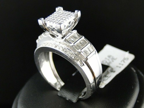 WOMEN 14K WHITE GOLD FINISH SIMULATED DIAMOND ENGAGEMENT BRIDAL WEDDING RING - Picture 7 of 12