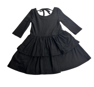 Epic Threads Girls Rib Tiered Dress Size 2T Black Soft Fit & Flare NWT
