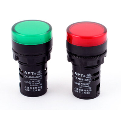 2 Stk Plastik LED Drehen Kontrollleuchte Signal Neon  Lampe Grün Licht AC 220V