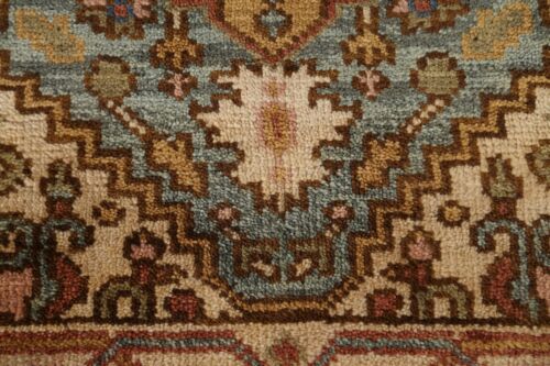 Geometric Heriiz Serapi Green Wool 10 ft Runner Rug Hand-made Hallway Rug 3x10 - Picture 10 of 19