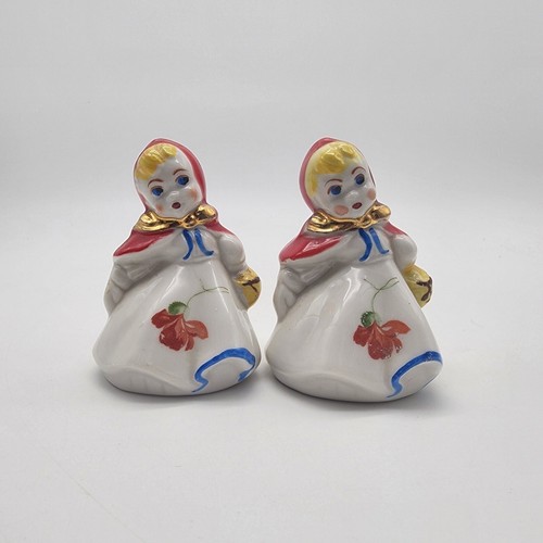 Vintage Hull 1940’s Little Red Riding Hood 3.25" Salt &Pepper Shakers Corks *