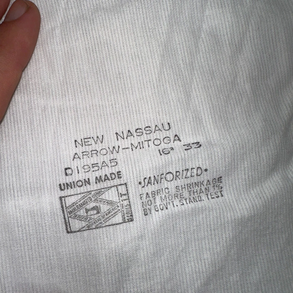 Nueva Camisa de Vestir Arrow De Colección Años 50 Nassau Volantes Frontales Manga Larga Blanca 16-33 Foto 4 de 4