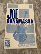 Joe Bonamassa Hatch Show Print Poster - 8-18-2024 - Ryman Auditorium