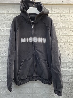 New MISBHV Black Community Long Sleeve Full Zip Hoodie Black Size Large