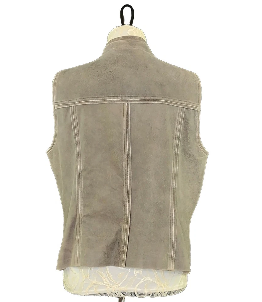 Worth New York Vest Suede Leather Zip Front Toggle Tan Size 16 - Image 4 of 4