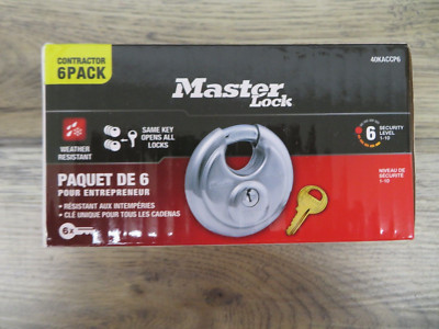 MASTERLOCK Keyed Padlock Contractor 6 Pack Heavy Duty Steel 40KACCP6