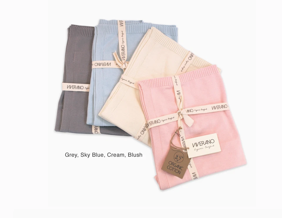 Manta de bebé Viverano de algodón orgánico puro Milán pastel tejida NUEVA en paquete Foto 2 de 2