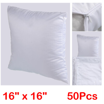 50Pcs 16'' White Sublimation Blank Pillow Case Cushion Cover Holiday DIY Printed