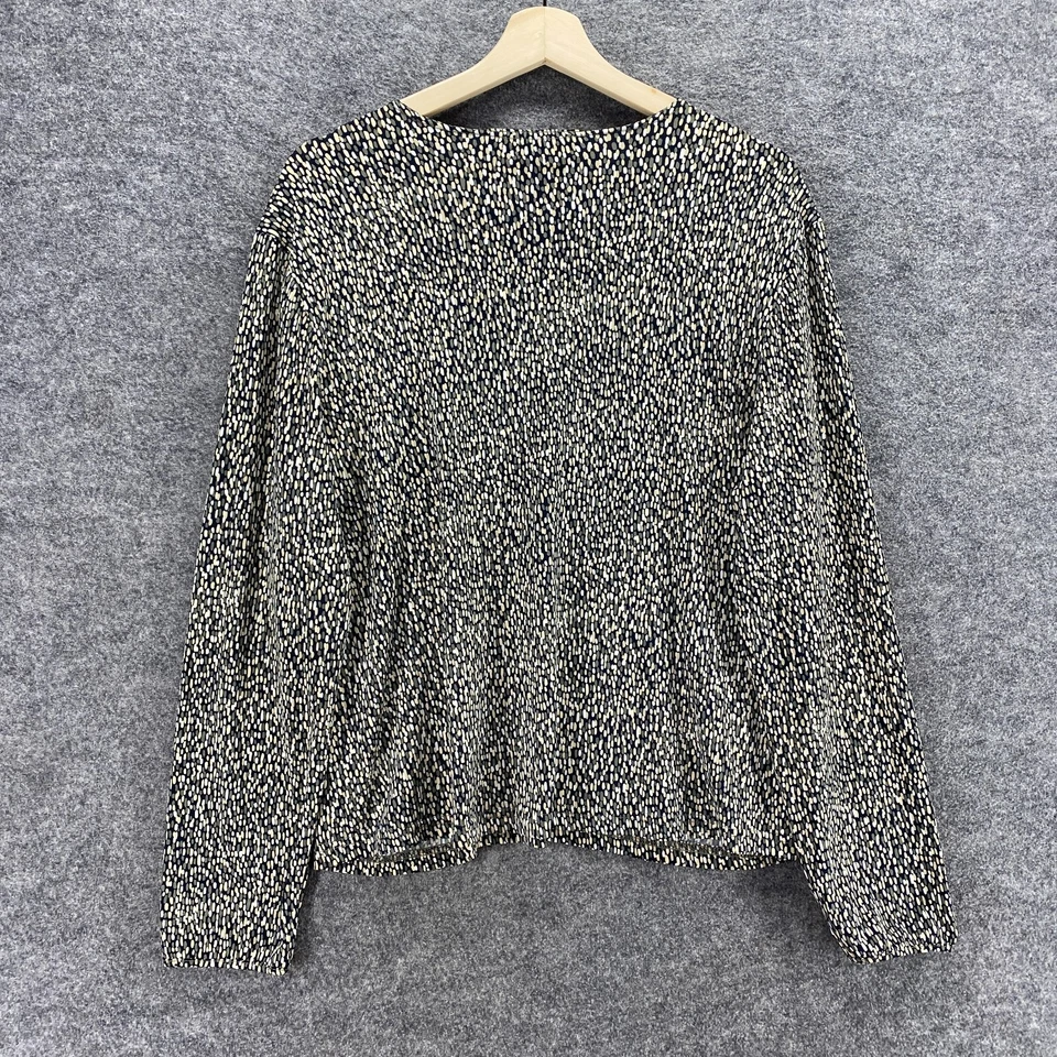 Sag Harbor 女式 L 码灰色几何 V 领长袖套衫 — 第 2/4 张图片