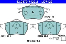 ATE Bremsbelagsatz 13047071222 / 13.0470-7122.2 Audi SEAT Skoda Volkswagen Vorne