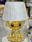 Gold Crushed Diamond Stitch Table Lamp with Shade Ceramic Base Home Decor