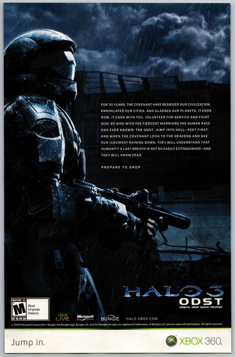 Halo ODST Print Ad Game Poster Art PROMO Original Xbox 360