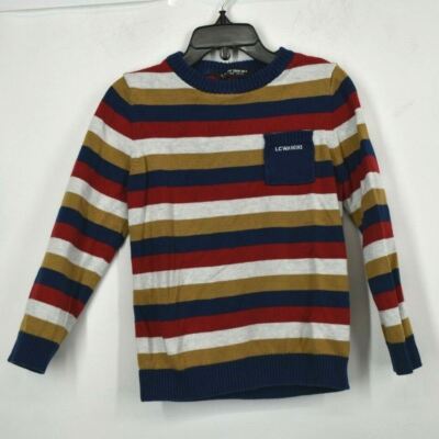 LC Waikiki Boys Multicolor Stripe Crew Neck Long Sleeve Pullover Sweater 4/5Y