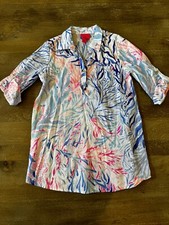 Lilly Pulitzer Mini Natalie Cover Up Shirt Dress Girls M 6-7 Kaleidoscope Coral