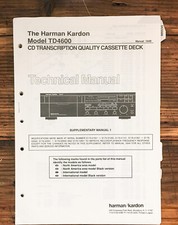 Harman Kardon TD4600 Cassette Service Manual Supplement 1 Original