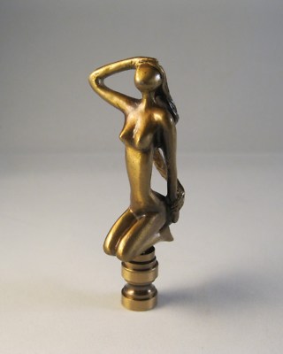 Modern Woman Aged Brass Lamp Finial - Highly Detailed Metal Casting | Transitional Style Lighting Accent