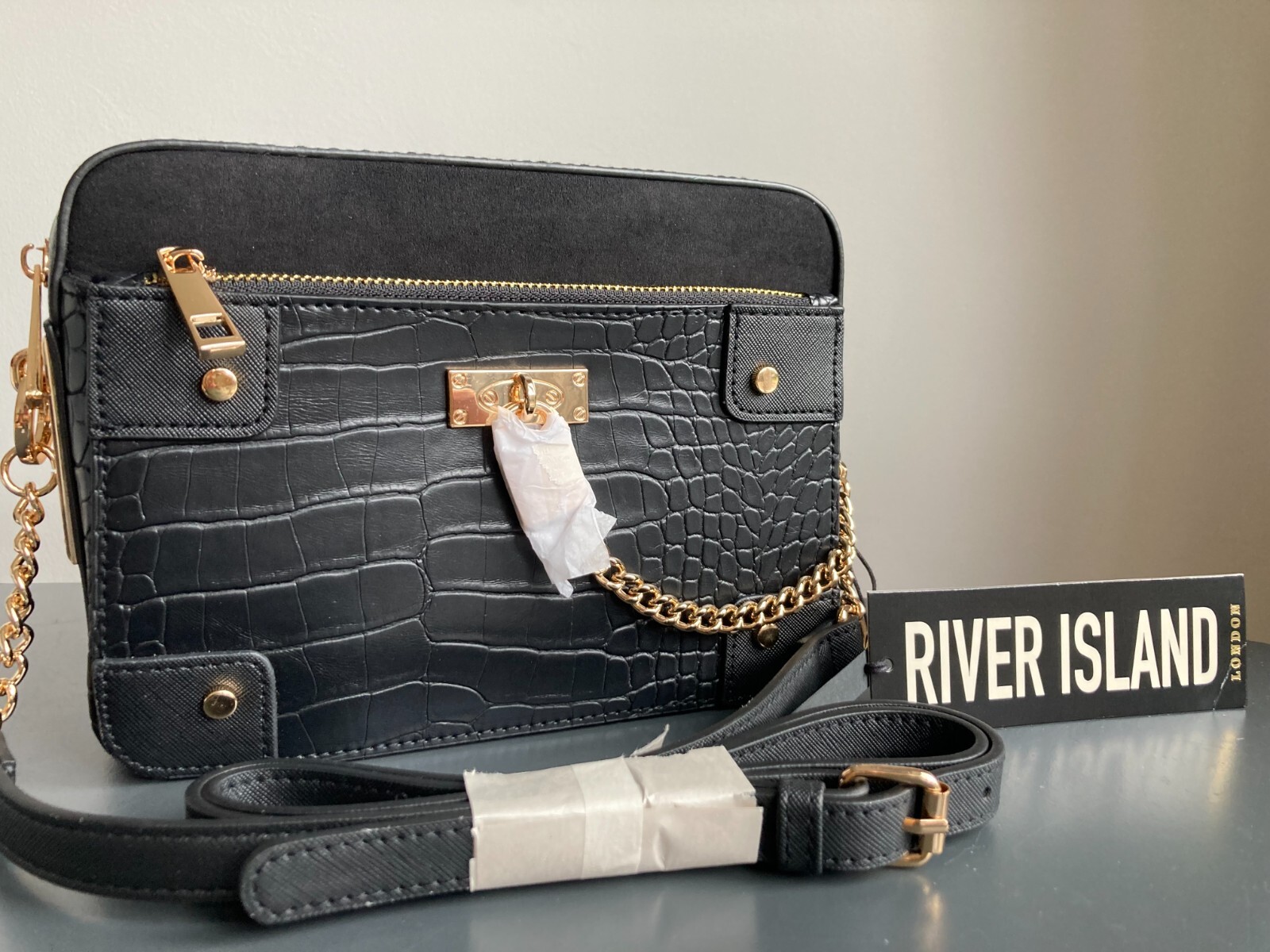 River Island Cross Body Bag black SET CARD HOLDER 2 Ri CLUTCH shoulder