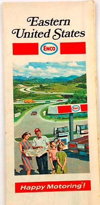 Enco Eastern United States Road Map 1971 Vintage Humble Stations Motoring Guide
