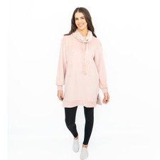 Lipsy London Pink Velour Cosy Snuggle Longer Length Lounge Cowl Neck