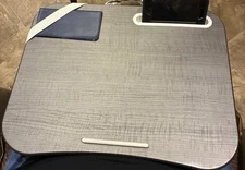 LAPGEAR Compact Lap Desk -Light Gray with White Accents-Fits up to 15.5” Laptops