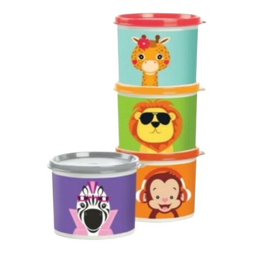 Tupperware - NEW - JUNGLE JAMS BOWLS CANISTERS - SET OF 4 - 2 CUPS - Zoo Pals - Picture 9 of 10
