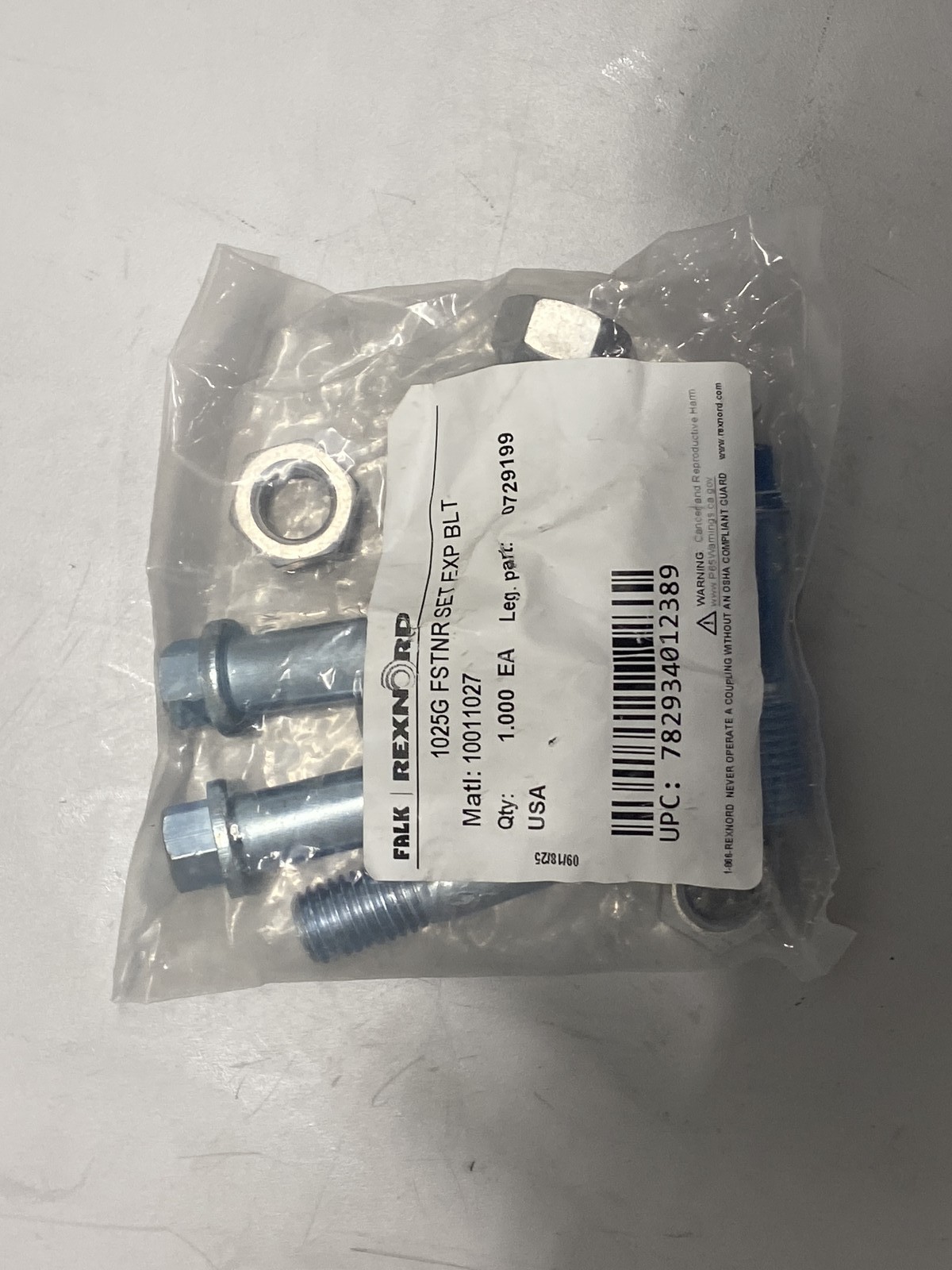 Falk 1025G Gear Coupling Fastener Set G20 Series Steel Exposed Bolt 0729199