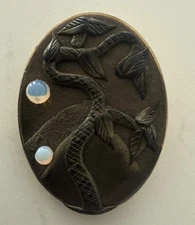 RARE Vintage MARENA HANDARBEIT Oval Tree Art Nouveau Deco Pin Brooch