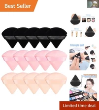 Soft Triangular and Circular Makeup Puff Set - 15 Reusable Velour Sponges
