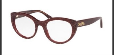New Authentic Coach HC6132 Eyeglasses In Burgundy Glitter Size 50mm