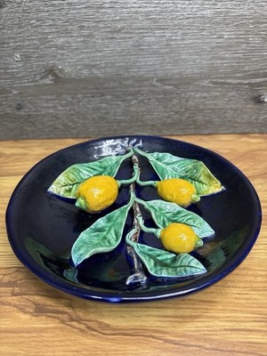 Bordallo Pinheiro Portuguese Palissy Style Trompe l Oeil Lemon Wall Plaque 8 