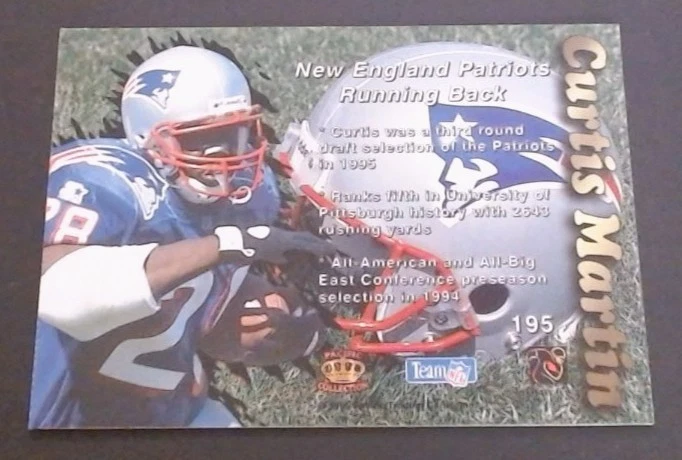 1995 Pacific Prisms #195 Curtis Martin UER RC - Image 3 of 3