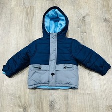 Carters 2T Kids Navy Blue Grey Fleece Lined Hooded Puffer Jacket 24M C2226536-LW