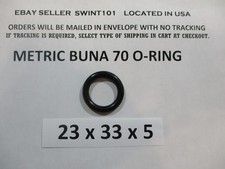 23mm ID x 33mm OD x 5mm thick O-ring. Buna-70. Quan 1.