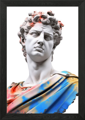 Bemalte Marmor Statue 2 gerahmte Wandbilder Poster Leinwanddruck Bild
